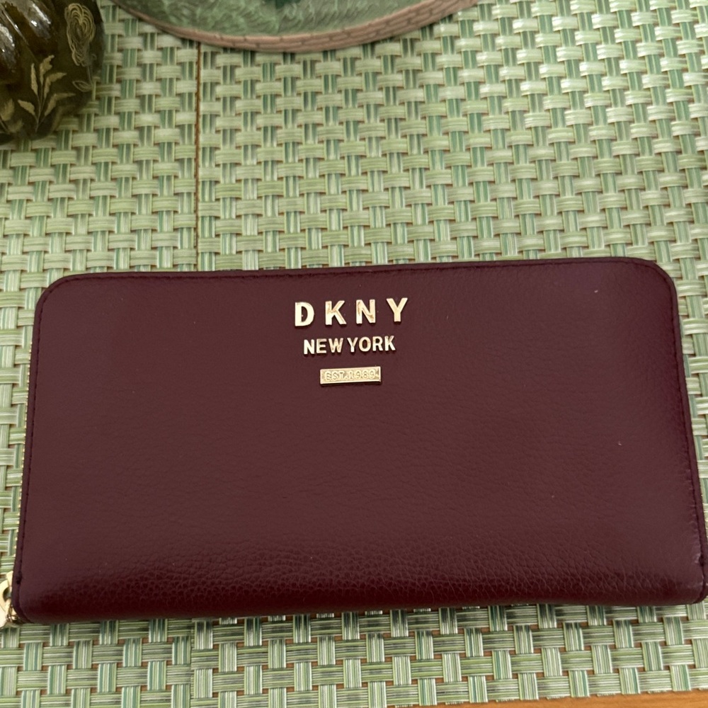 DKNY Deep burgundy Wallet with Gold Accents